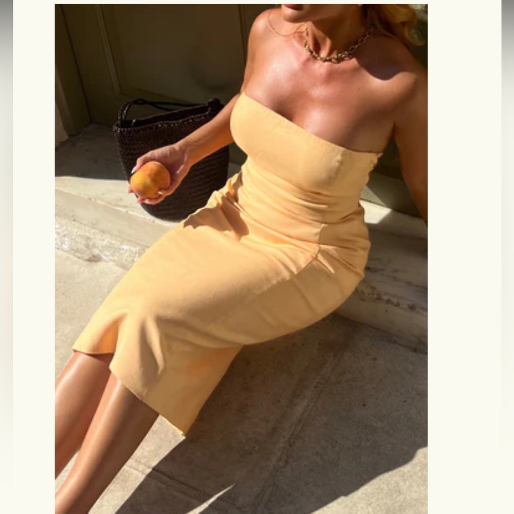 Meshki Kyleigh Linen Strapless Midi Dress - Mango